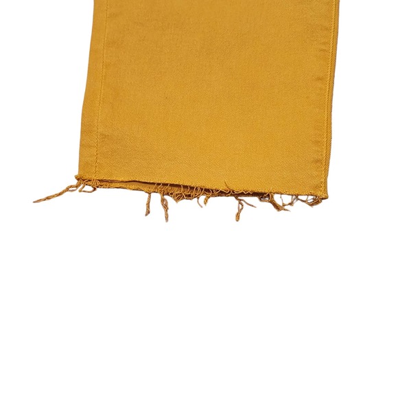 MOTHER The Curbside Heel Fray Straight Amber Yellow Jeans Size 23 - Picture 6 of 12